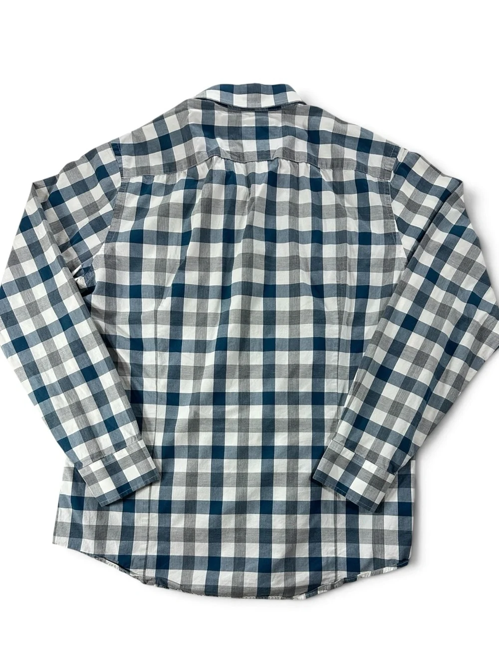 Banana Republic Blue and Gray Plaid Button-Down Shirt